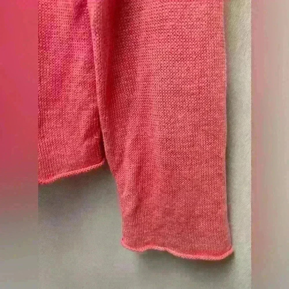 Eileen Fisher 100% Organic Linen Sweater Size Large Coral Long Sleeve Pullover - Picture 6 of 7